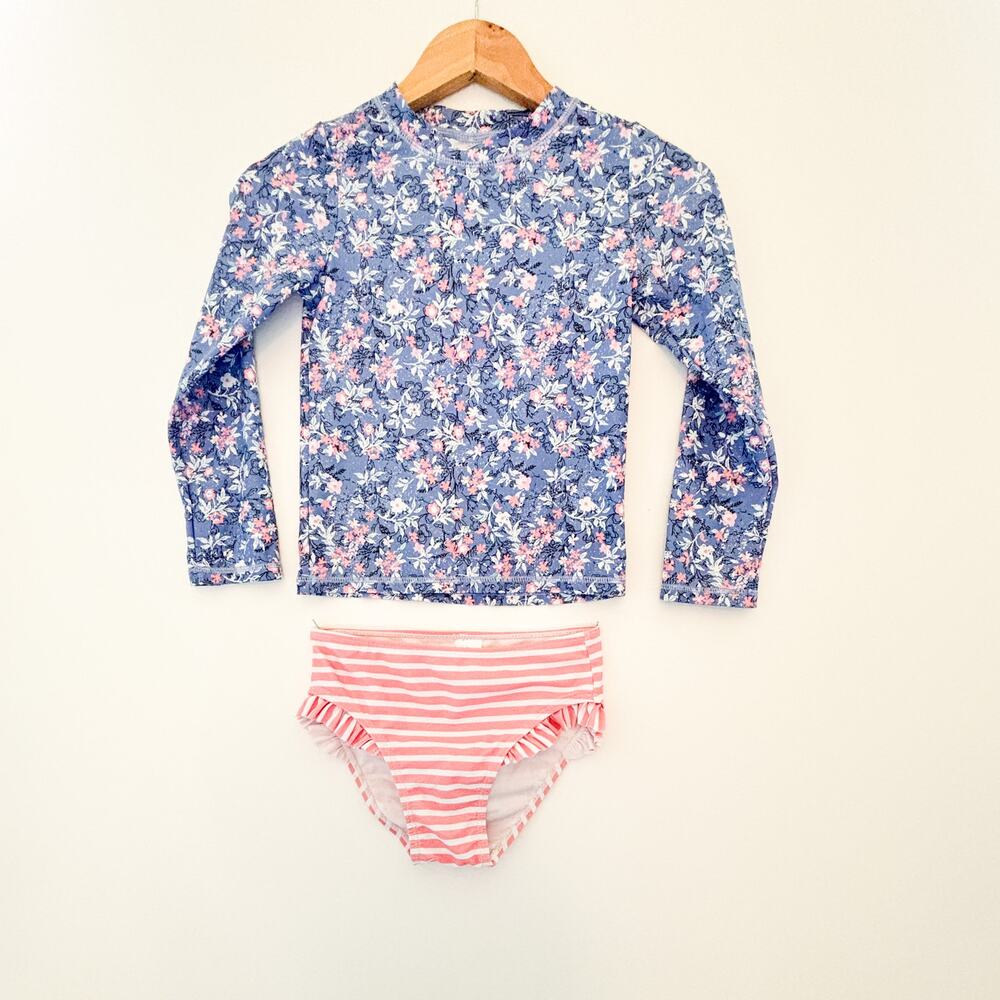 Amazon, Girls Flower Print, Rash Guard & Matching Bottoms, Size 8
